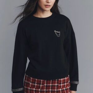 Anthropologie Maeve Brooch Embellished Sweatshirt | Size Large